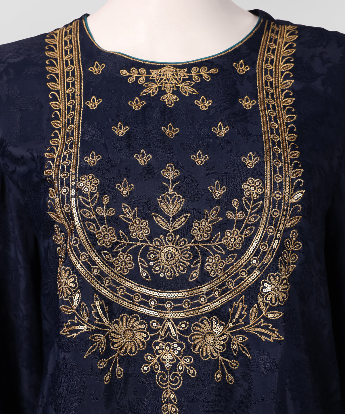 Blue Embroidered Viscose Stitched 3Pc