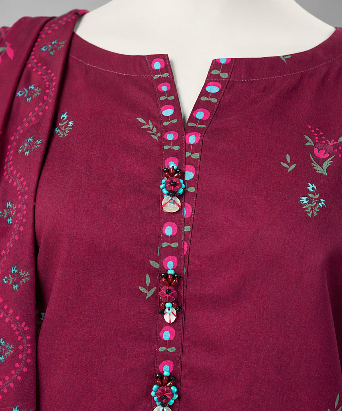 Purple Embroidered Cambric Unstitched 3Pc