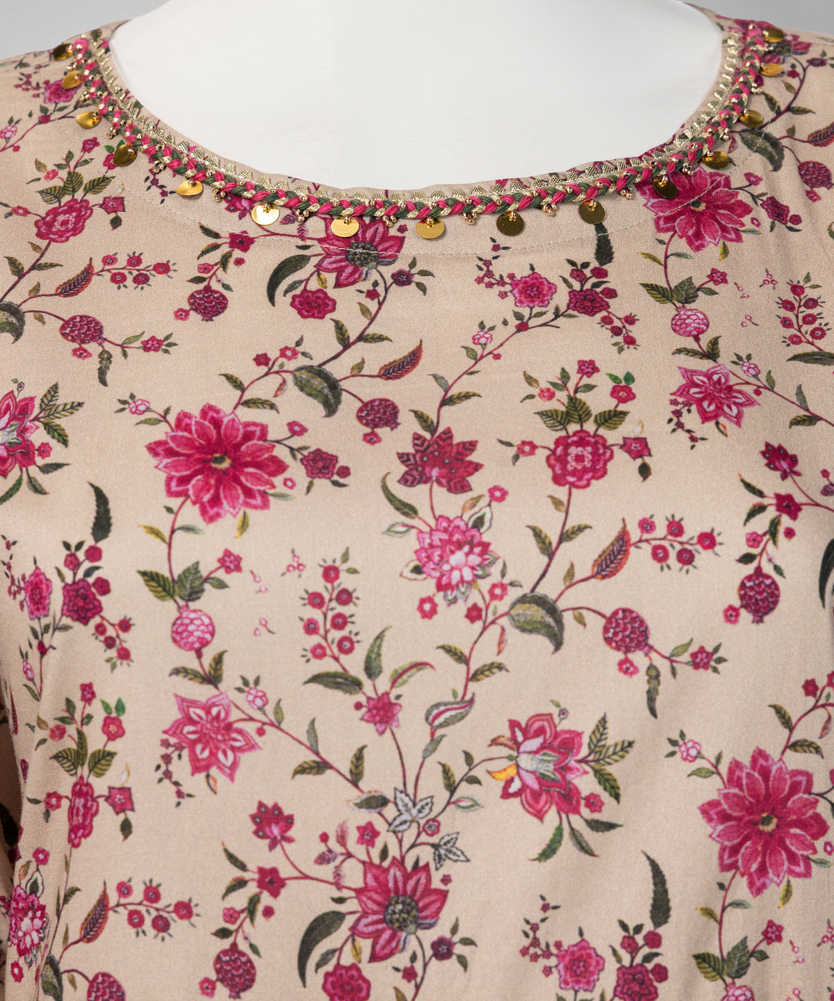 Dark Beige Embroidered Cambric Unstitched 3Pc