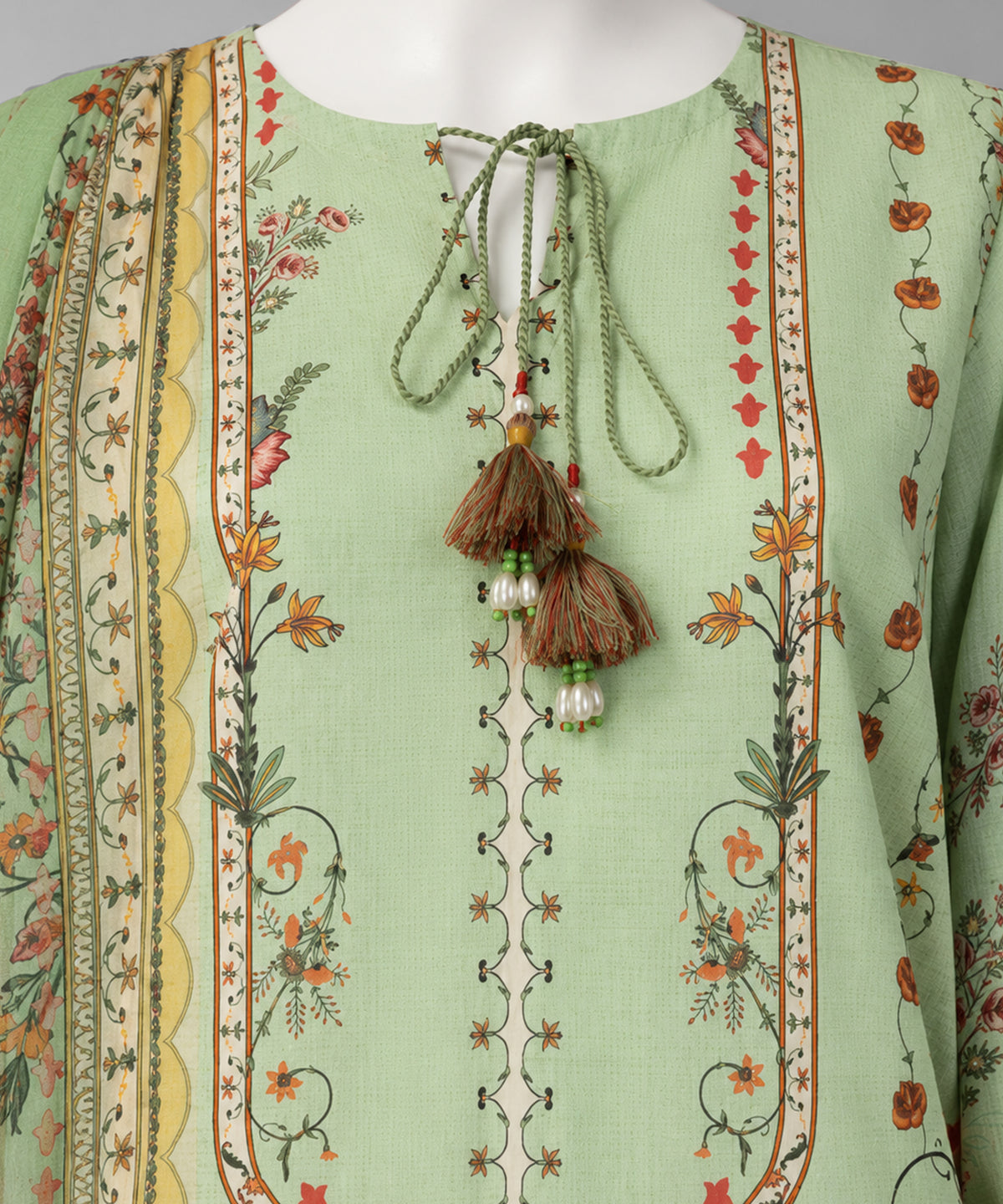 Light Green Embroidered Cambric Unstitched 3Pc