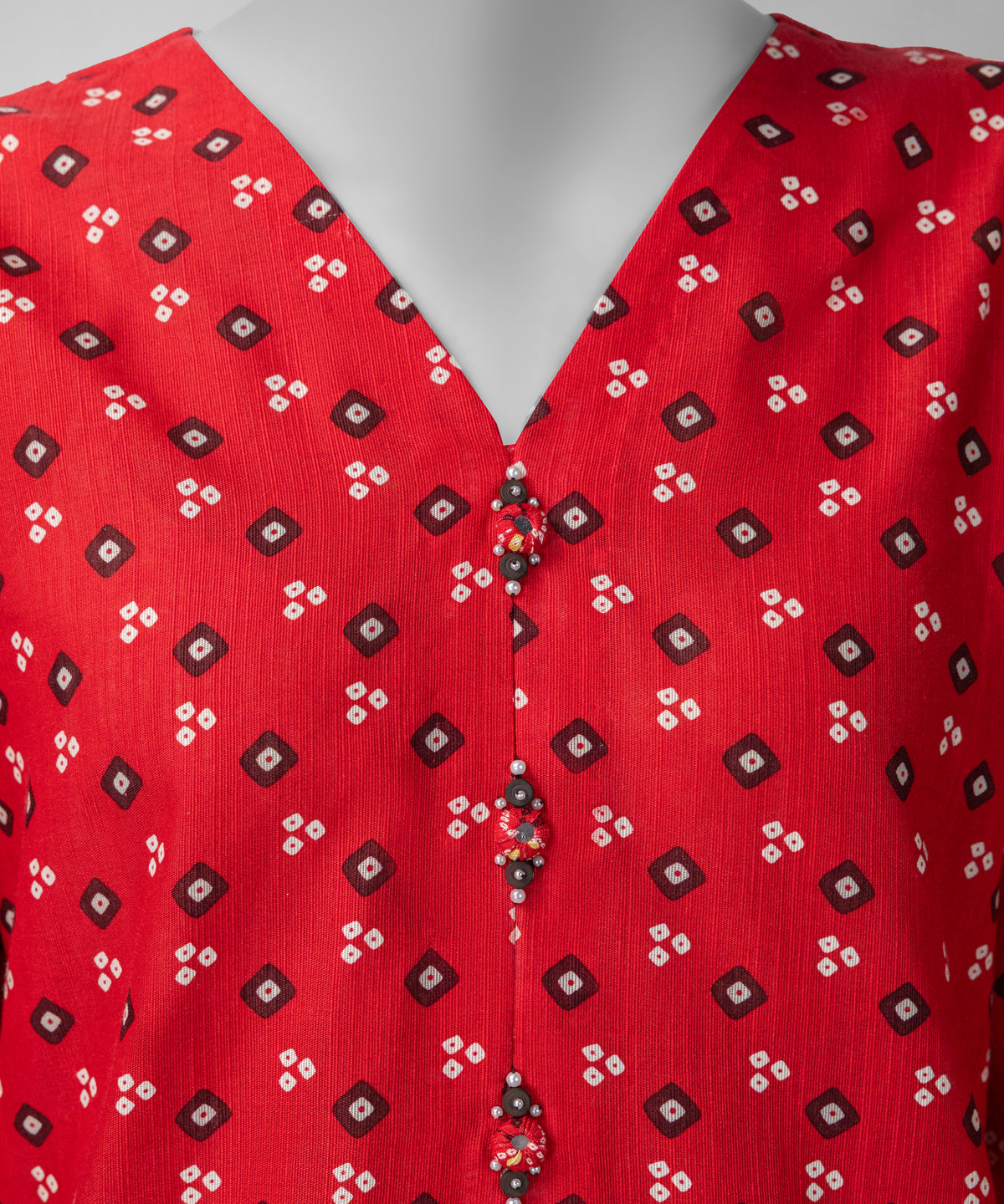 Red Embroidered Khaddar Slub Unstitched 3Pc