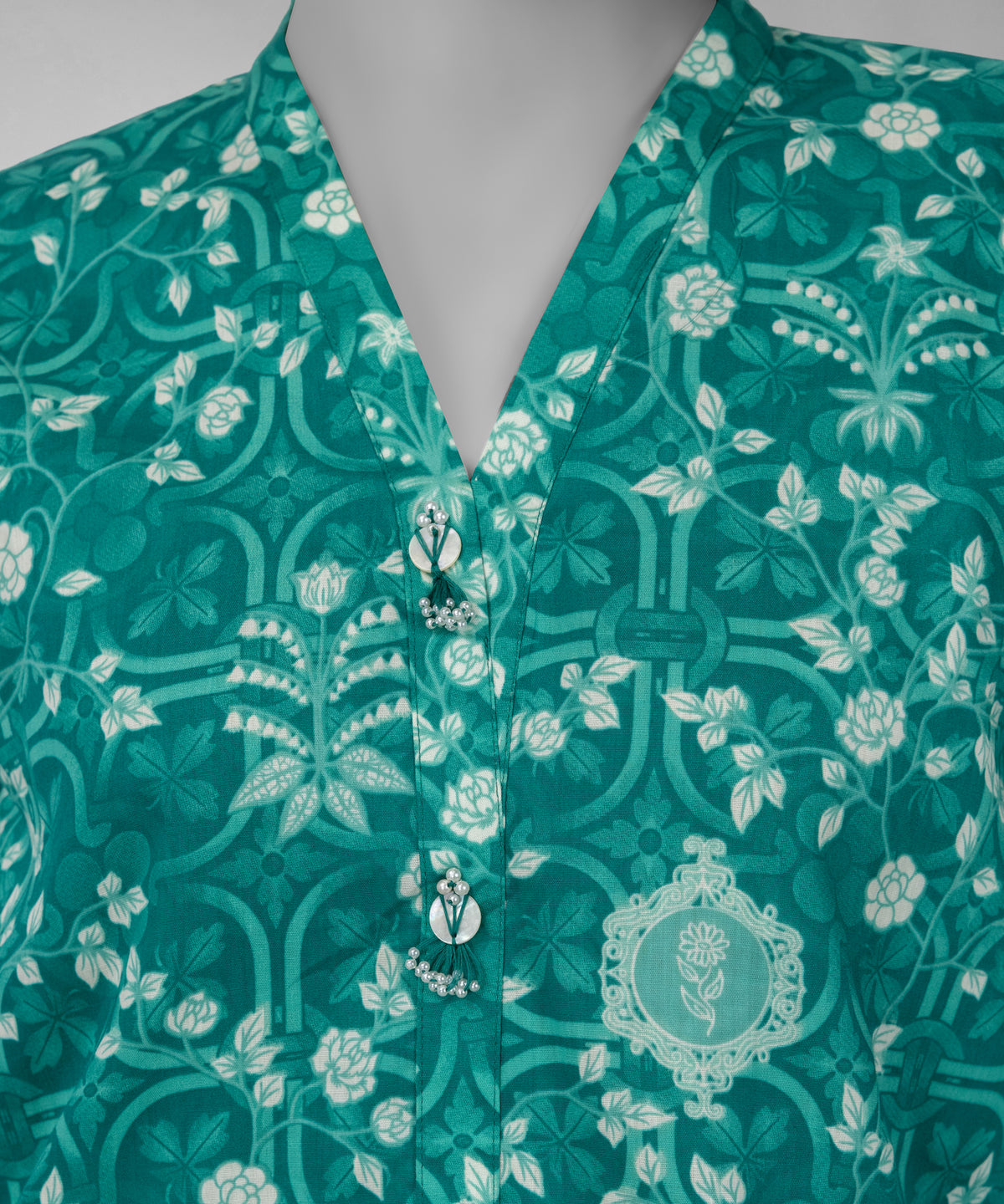 Green Printed Cambric Unstitched 3Pc