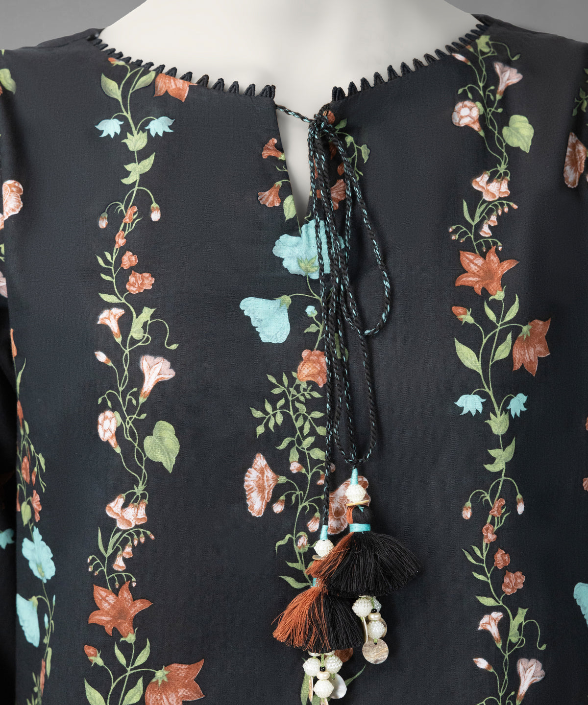 Black Printed Cambric Unstitched 3Pc