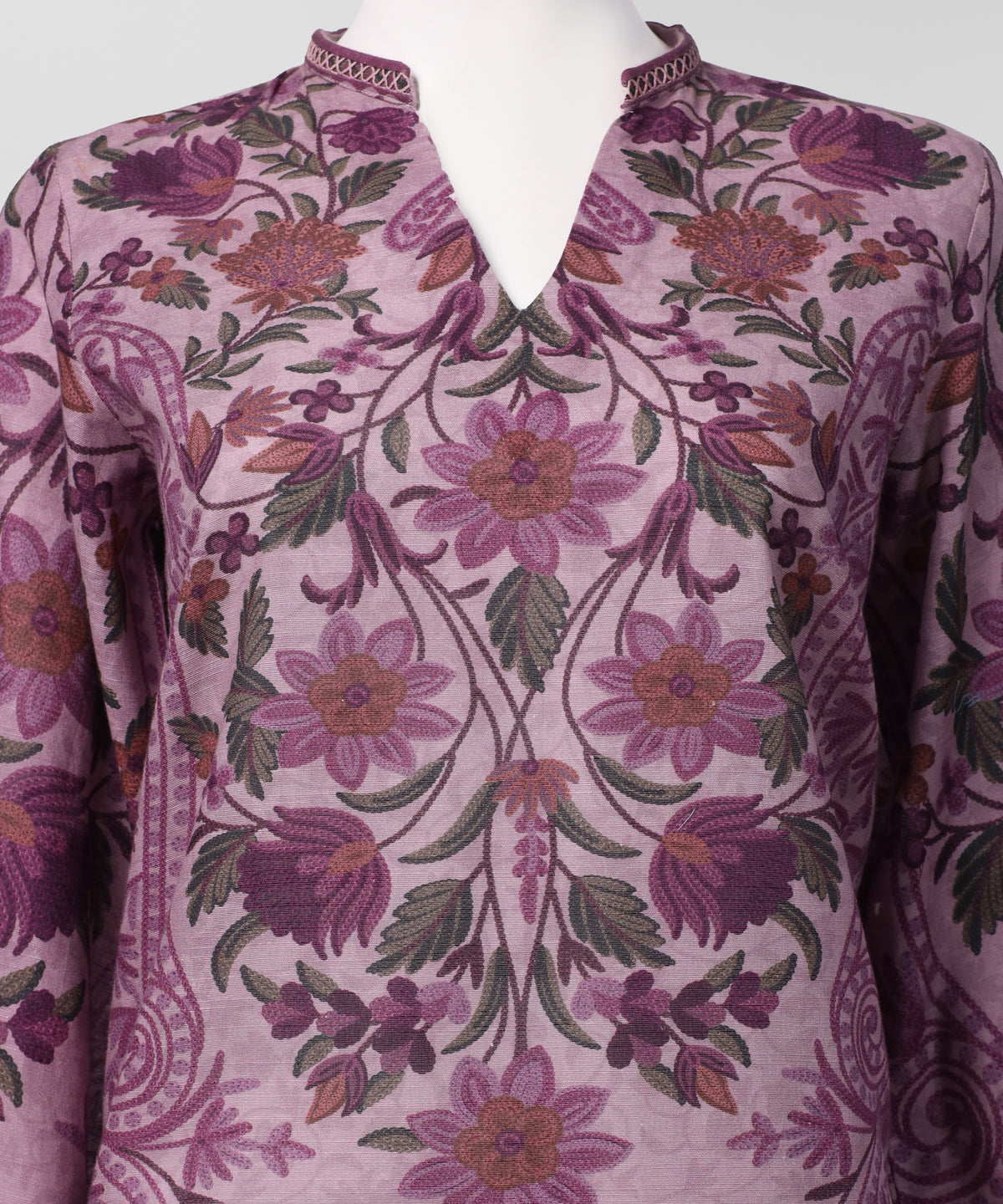 Lilac Khaddar Slub Printed Stitched 3Pc