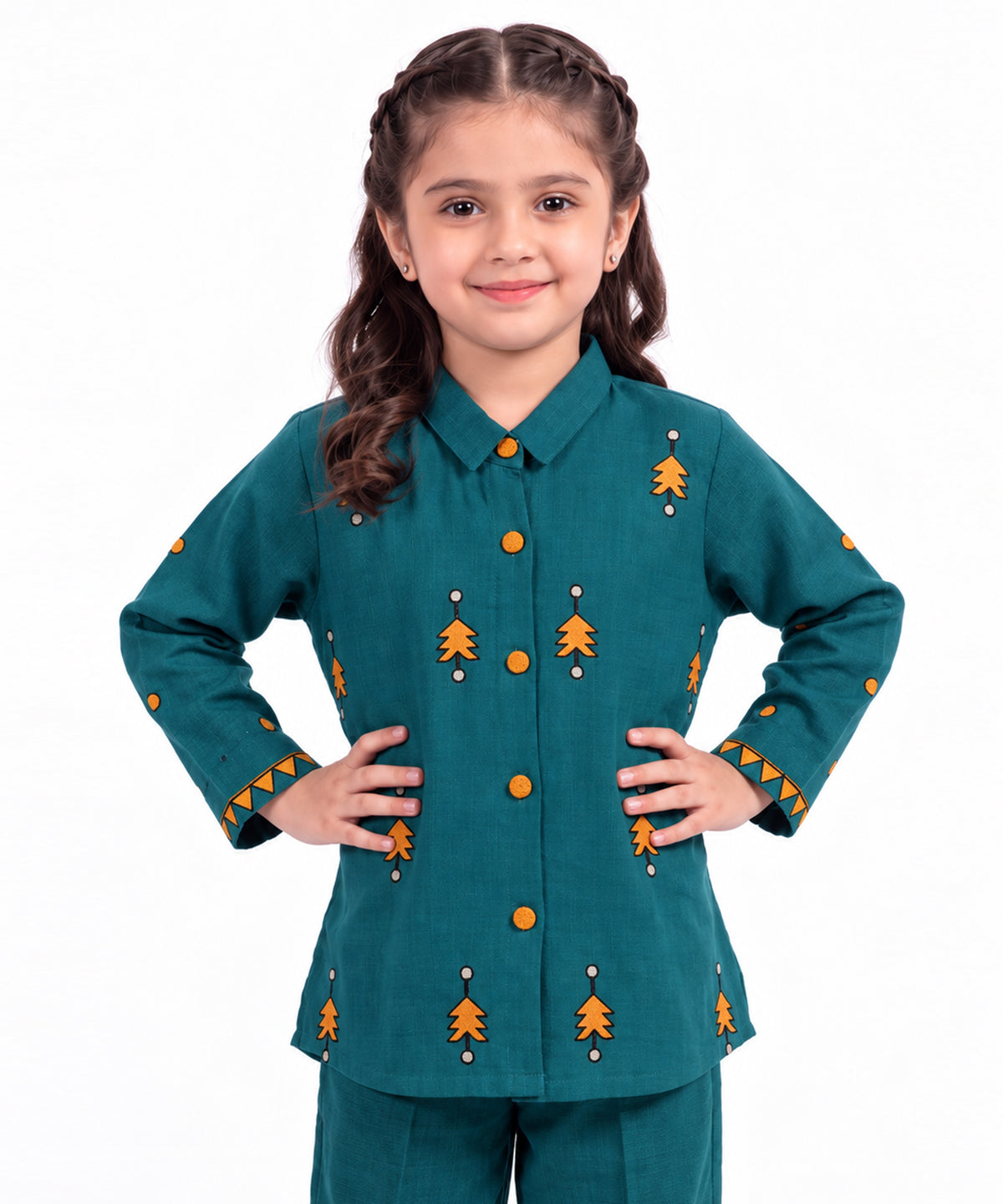 Teal Embroidered Dobby Stitched 2Pc