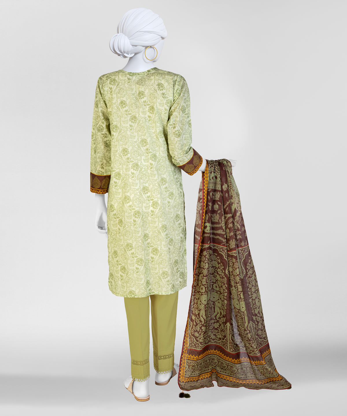 Yellow Printed Lawn Unstitched 3Pc Back