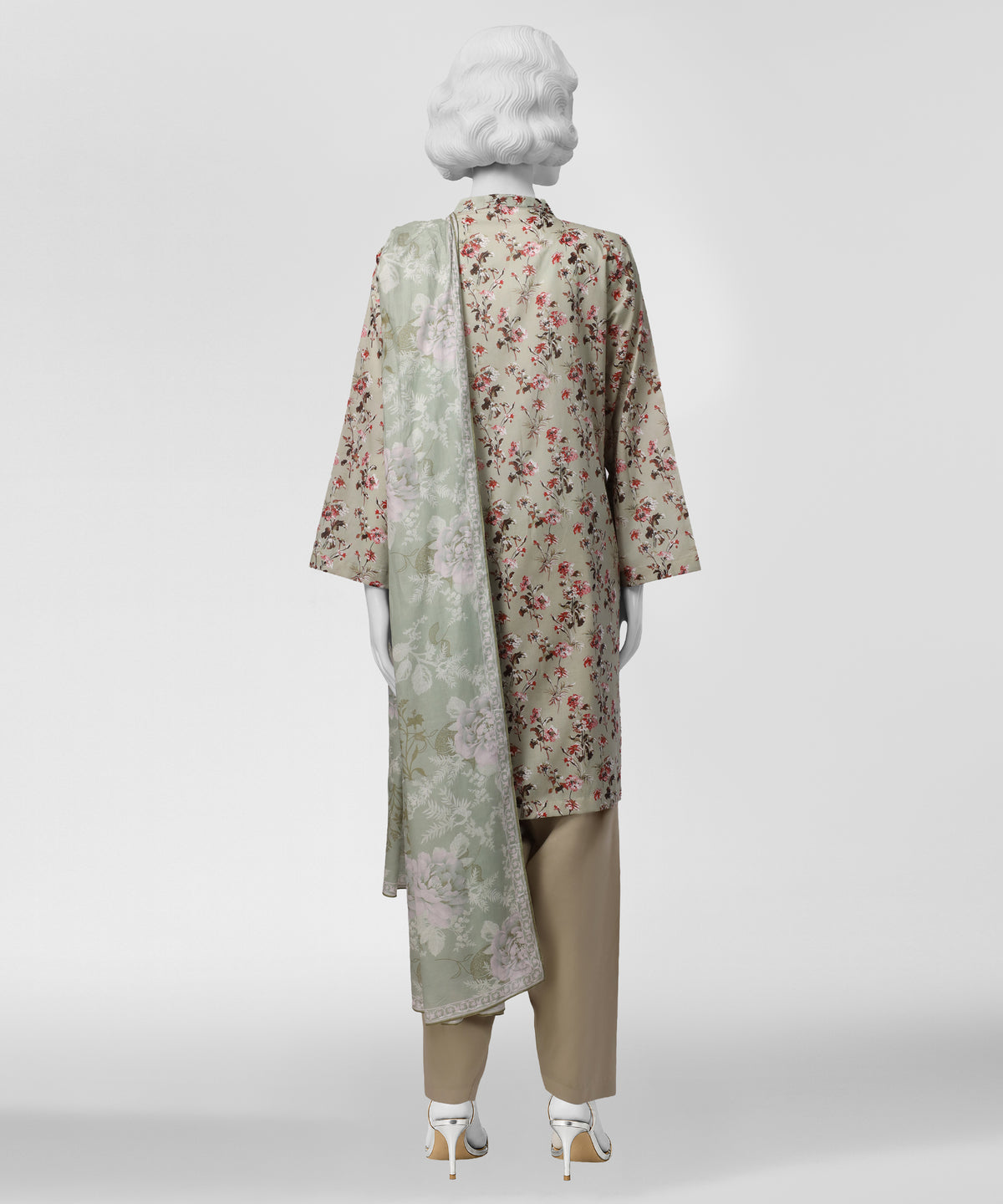 Green Printed Lawn Unstitched 3Pc Back