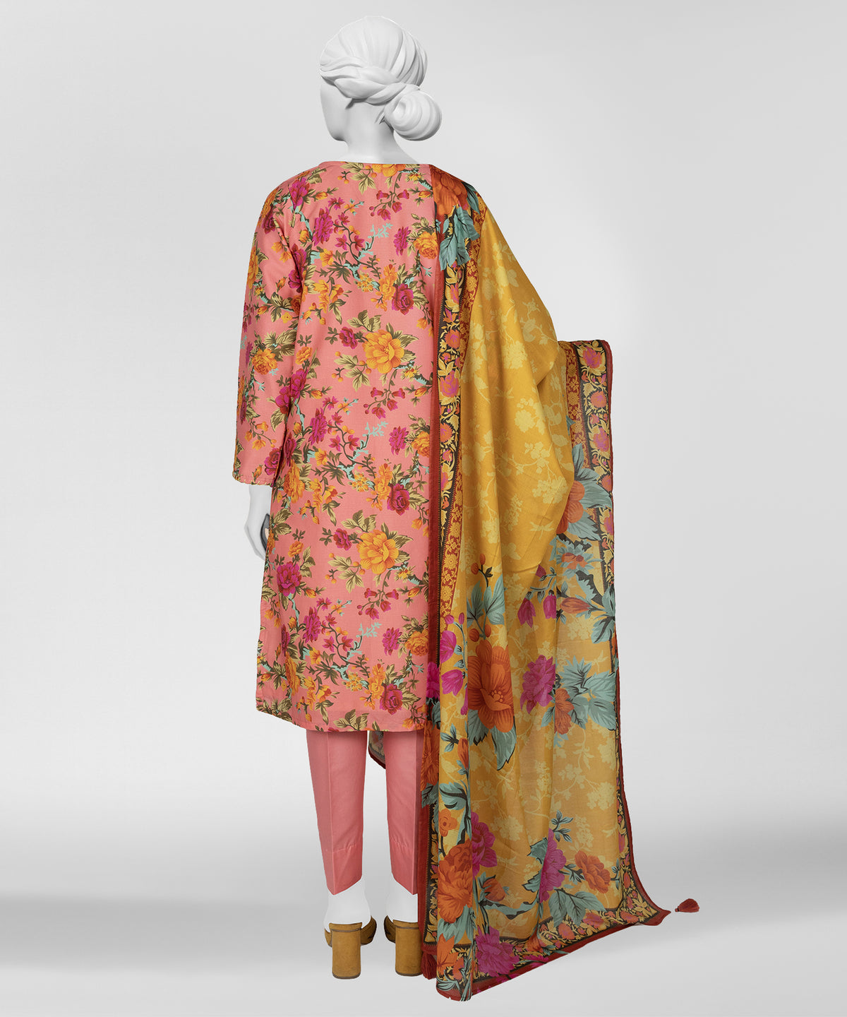 Pink Printed Lawn Unstitched 3Pc Back