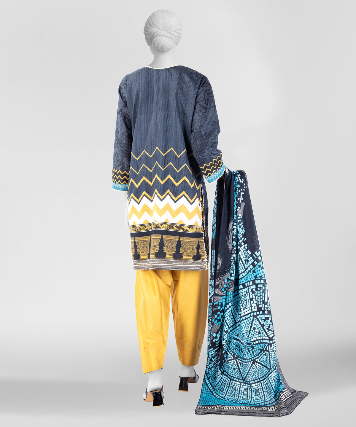 Multicolor Printed Lawn Unstitched 3Pc Back