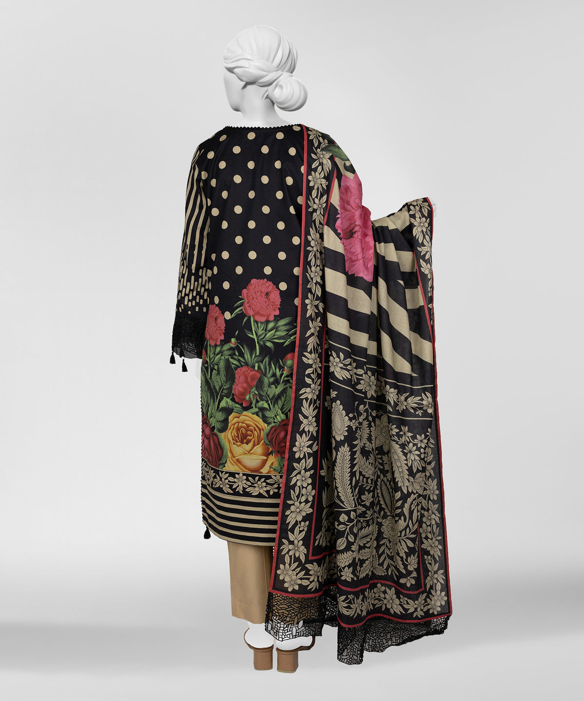 Black Printed Lawn Unstitched 3Pc Back