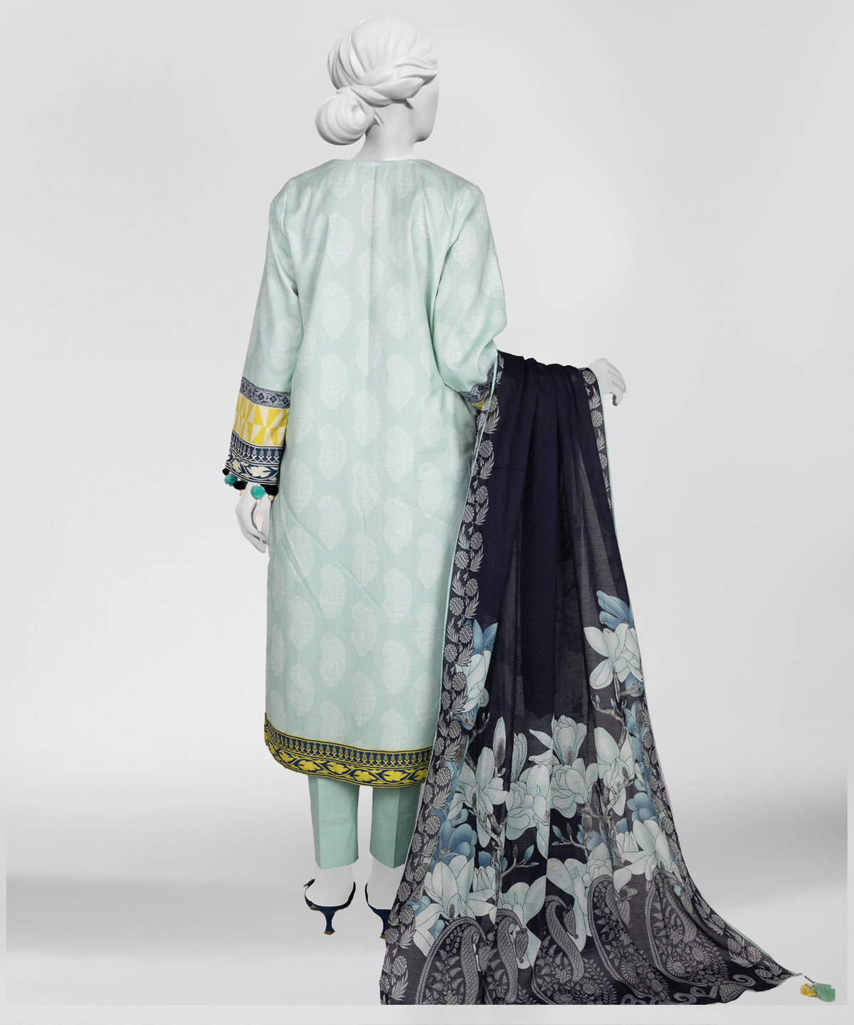 Green Printed Lawn Unstitched 3Pc Back