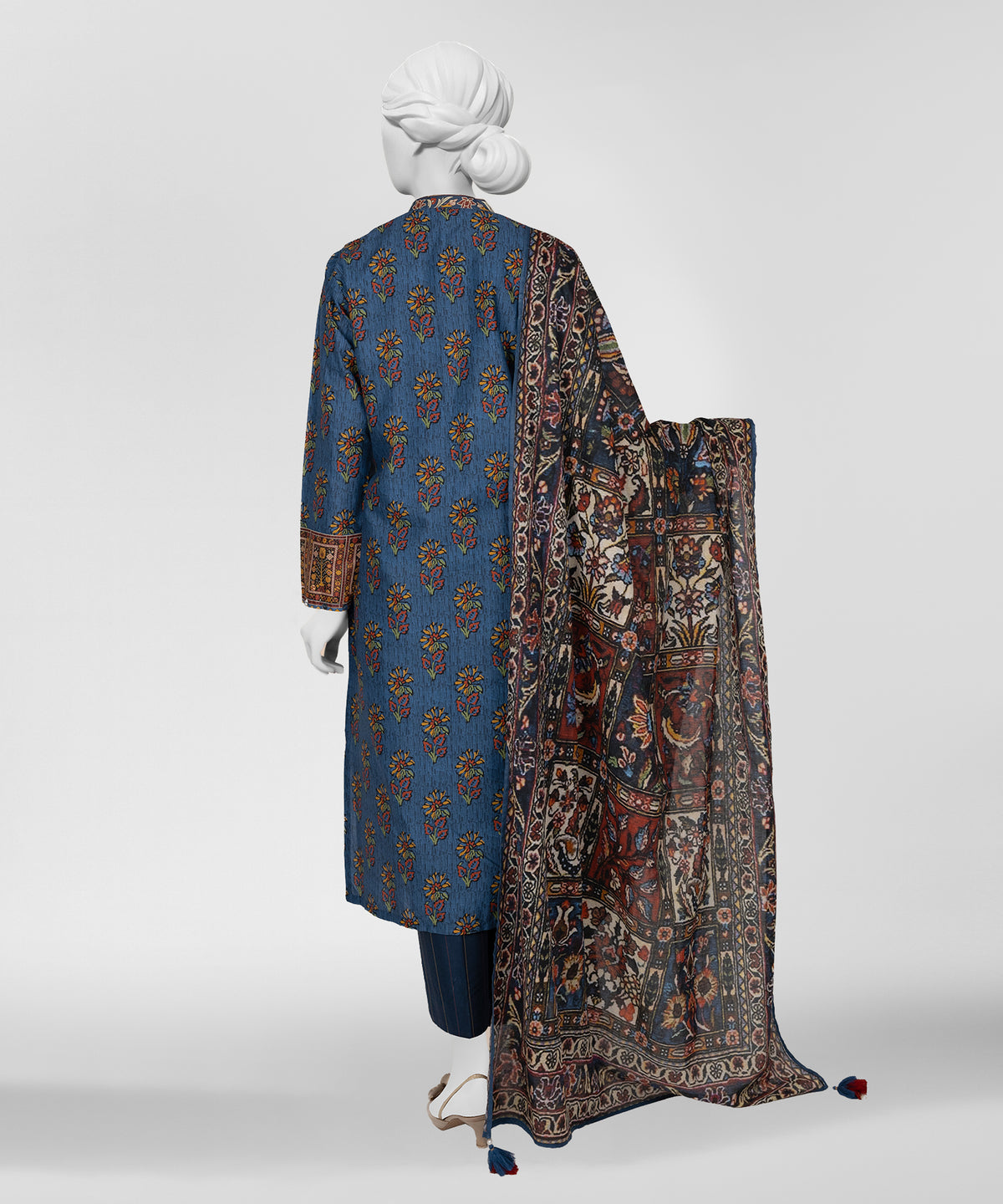 Blue Printed Lawn Unstitched 3Pc Back