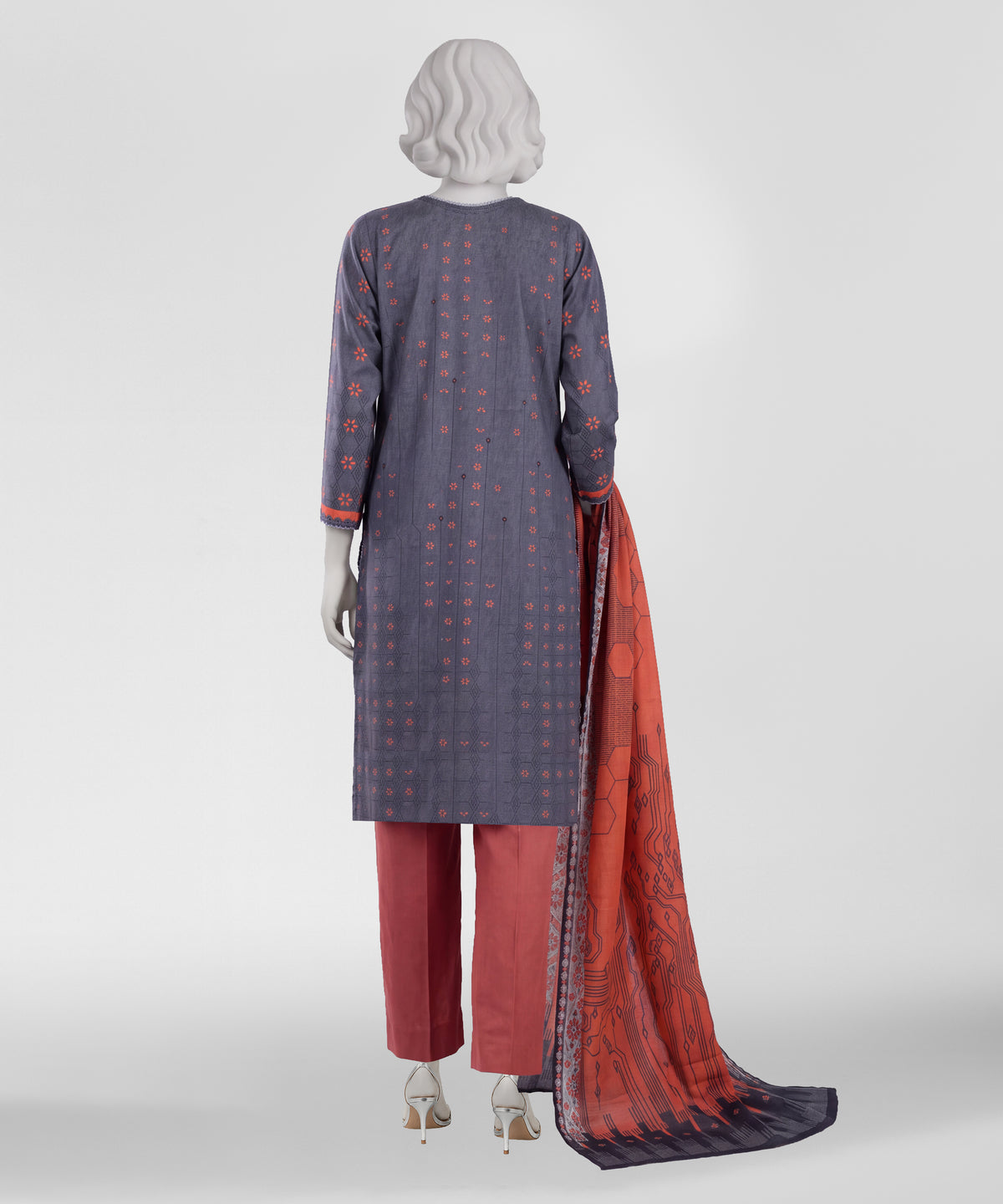 Multicolor Printed Lawn Unstitched 3Pc Back