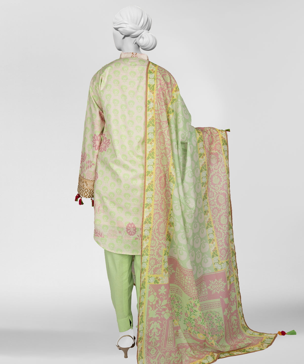 Green Printed Lawn Unstitched 3Pc Back