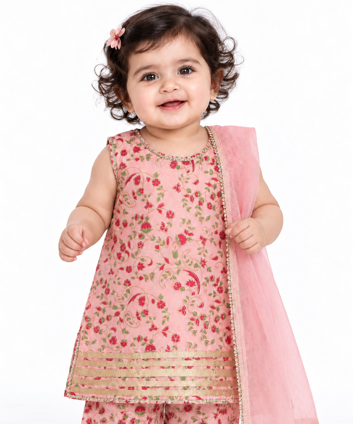 Pink Embroidered Raw Silk Stitched 3Pc