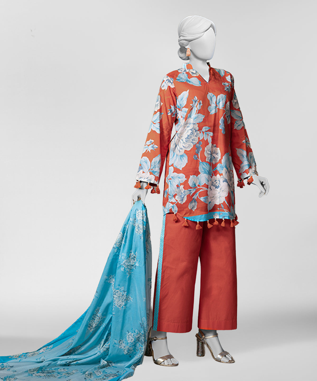 Multicolor Printed Lawn Unstitched 3Pc Straight Front