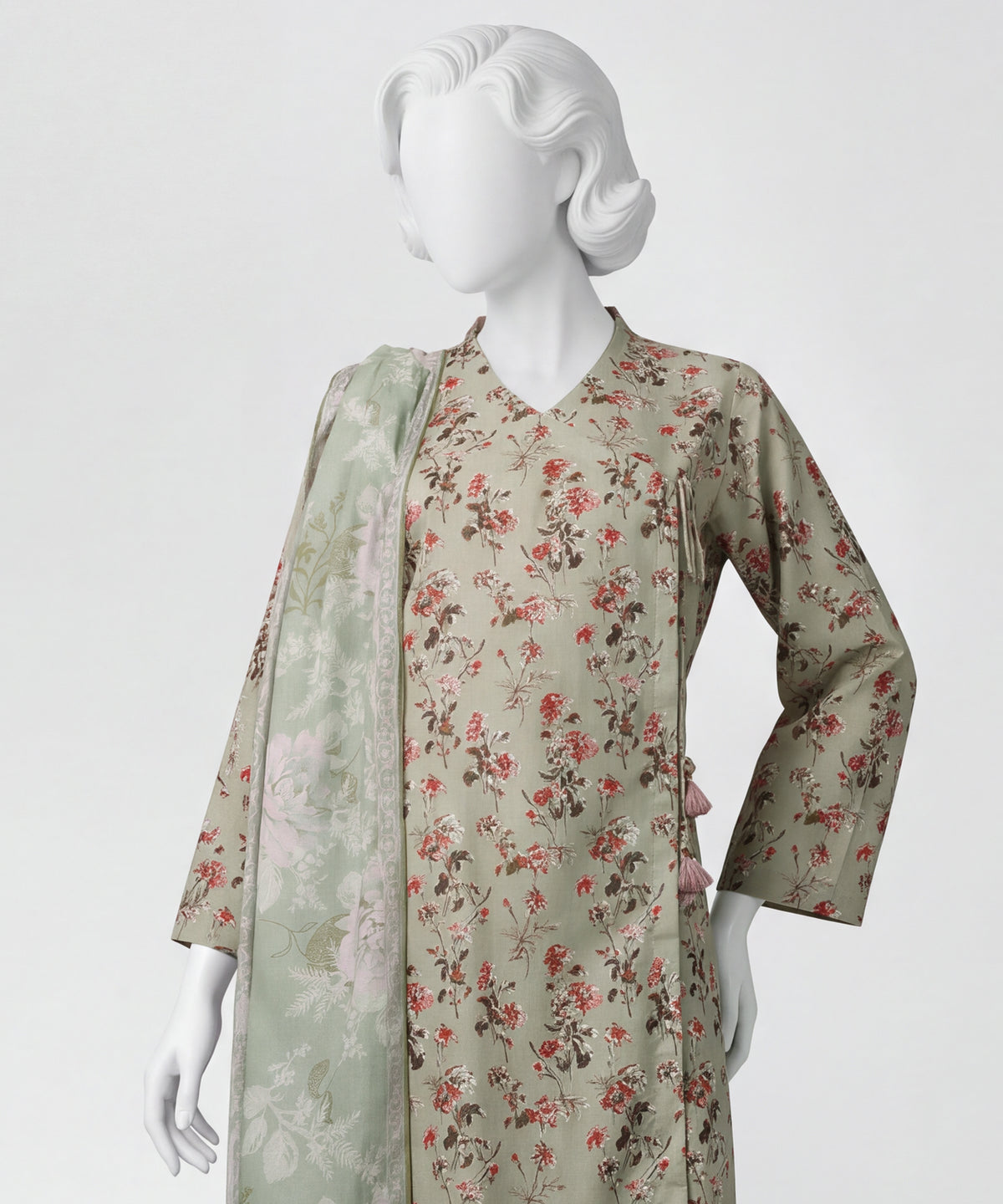 Green Printed Lawn Unstitched 3Pc Upper Half