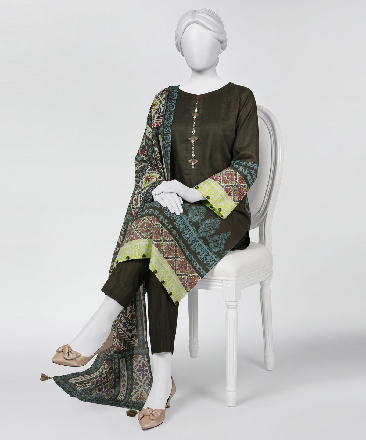 Green Printed Lawn Unstitched 3Pc Upper Half