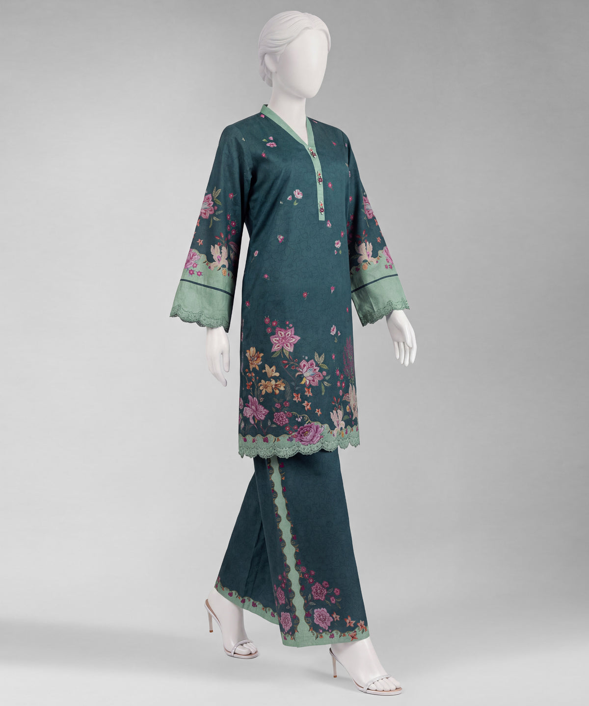 Green Embroidered Cambric Unstitched 2Pc