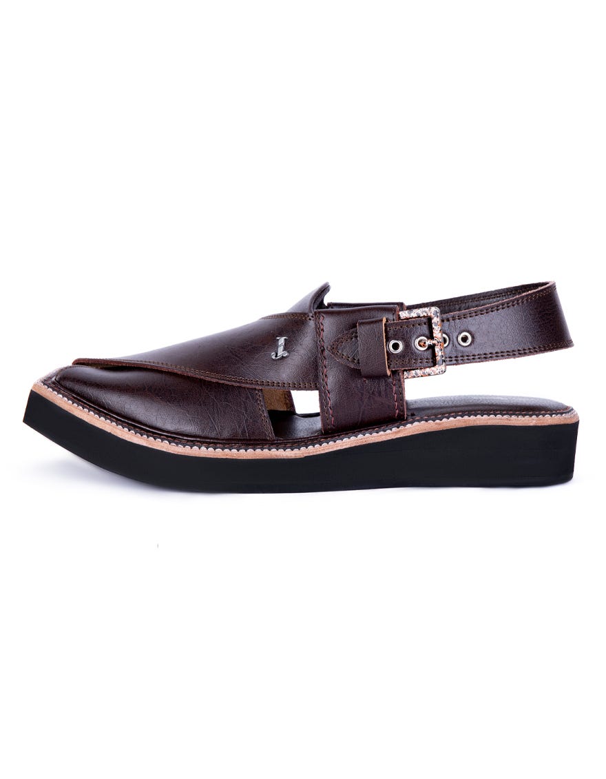Chocolate Brown Plain Peshawari Chappal | Jjfw-Jpc-051