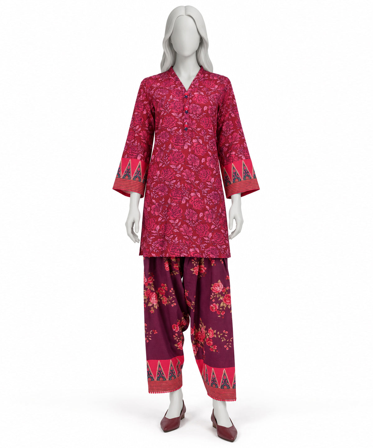 Pink Printed Cambric Co-Ord Set
