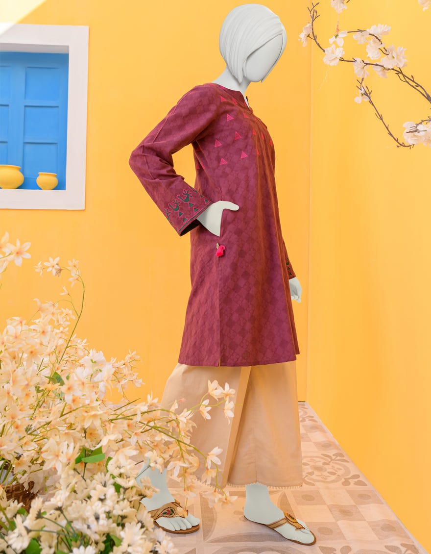 Maroon Textured Kurti | Jygk-Ygkl-S-128-23