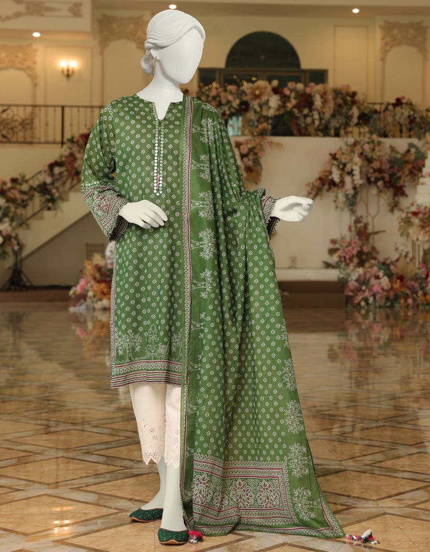 Green Lawn Unstitched 2 Piece Dress | Jlawn-S-Jds-23-1019 Dhani
