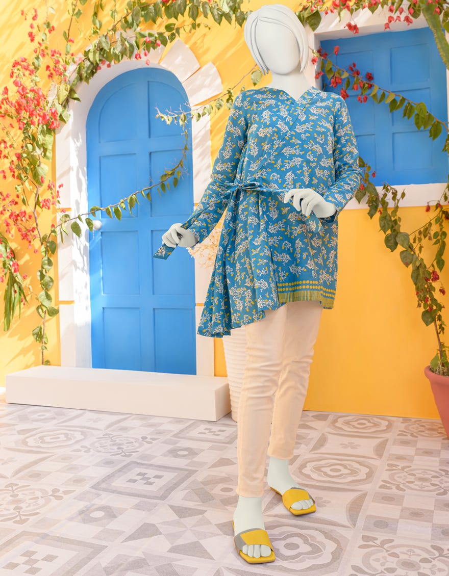 Blue Lawn Kurti | Jygk-Ygkl-S-102-23