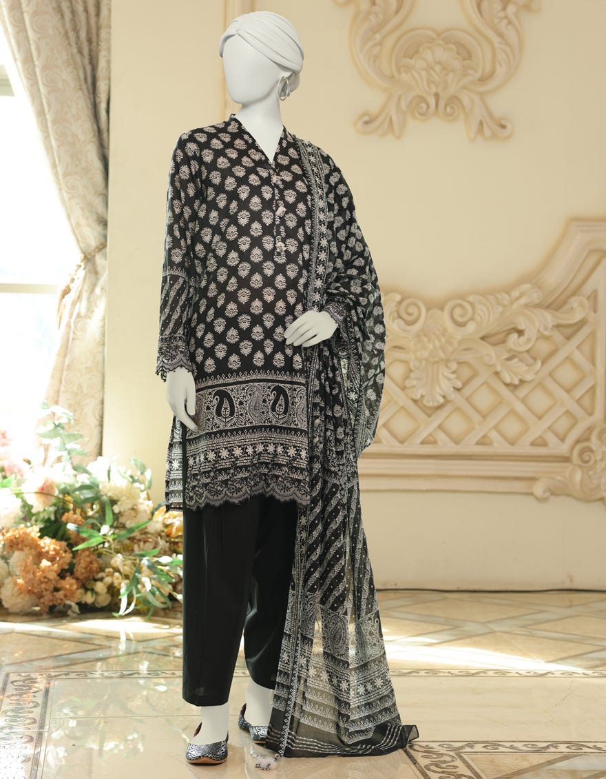 Black Lawn Unstitched 2 Piece Dress | Jlawn-S-Jds-23-1020 Akiko