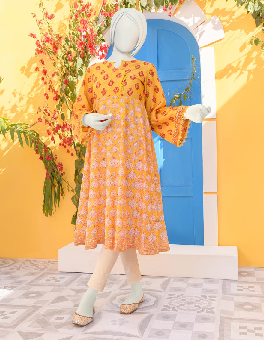 Yellow Lawn Kurti | Jygk-Ygkl-S-107-23