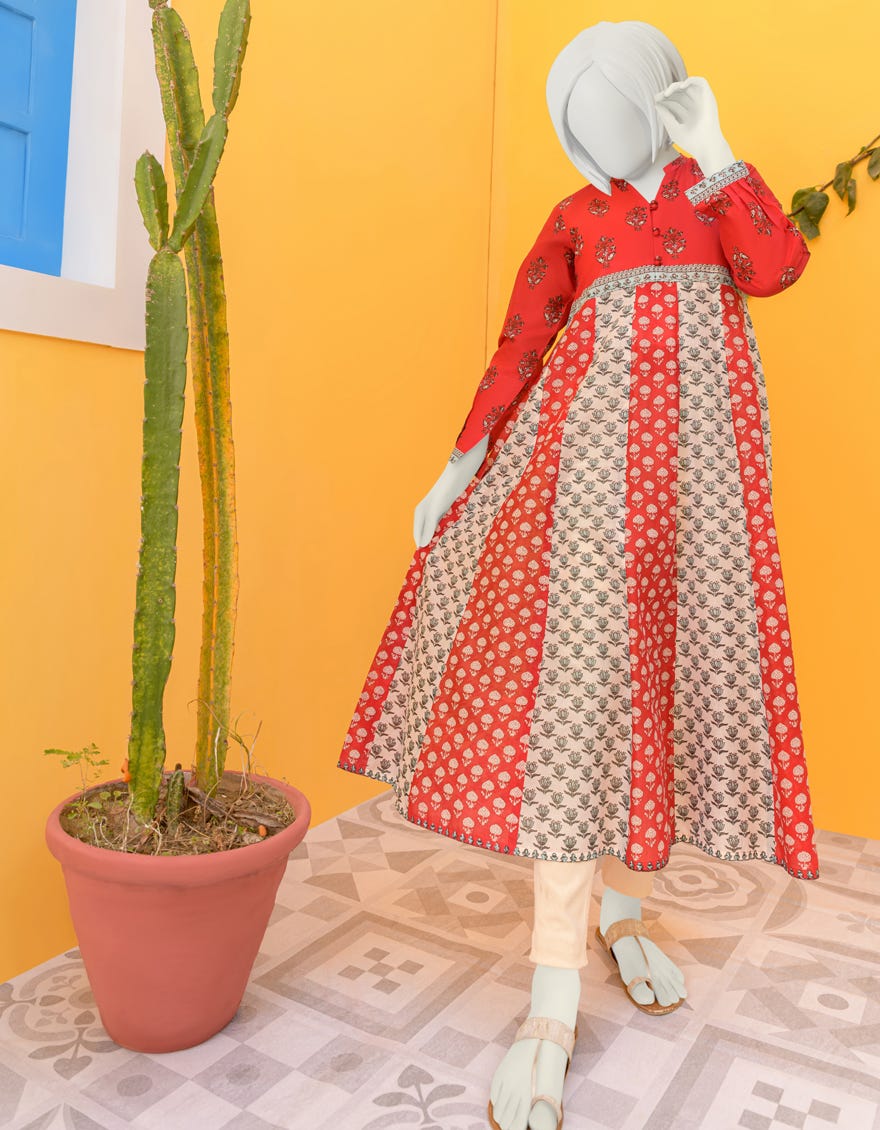 Red Lawn Kurti | Jygk-Ygkl-S-112-23