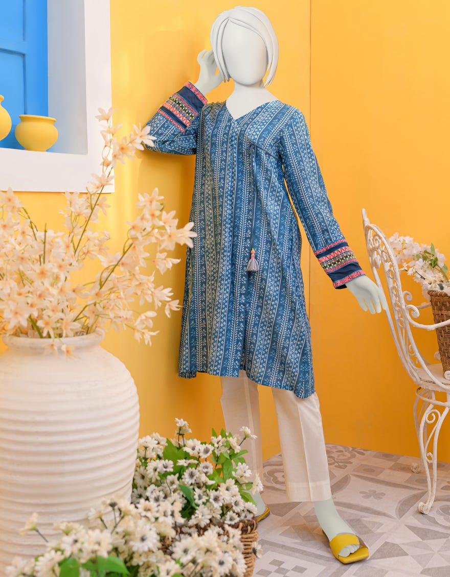 Blue Lawn Kurti | Jygk-Ygkl-S-113-23
