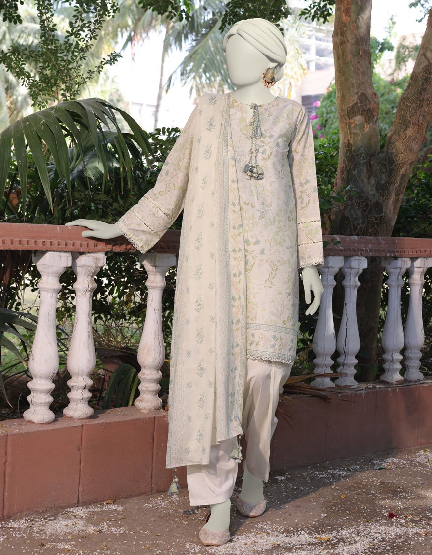 Off White Lawn Unstitched 2 Piece Dress | Jlawn-S-Jds-24-1130