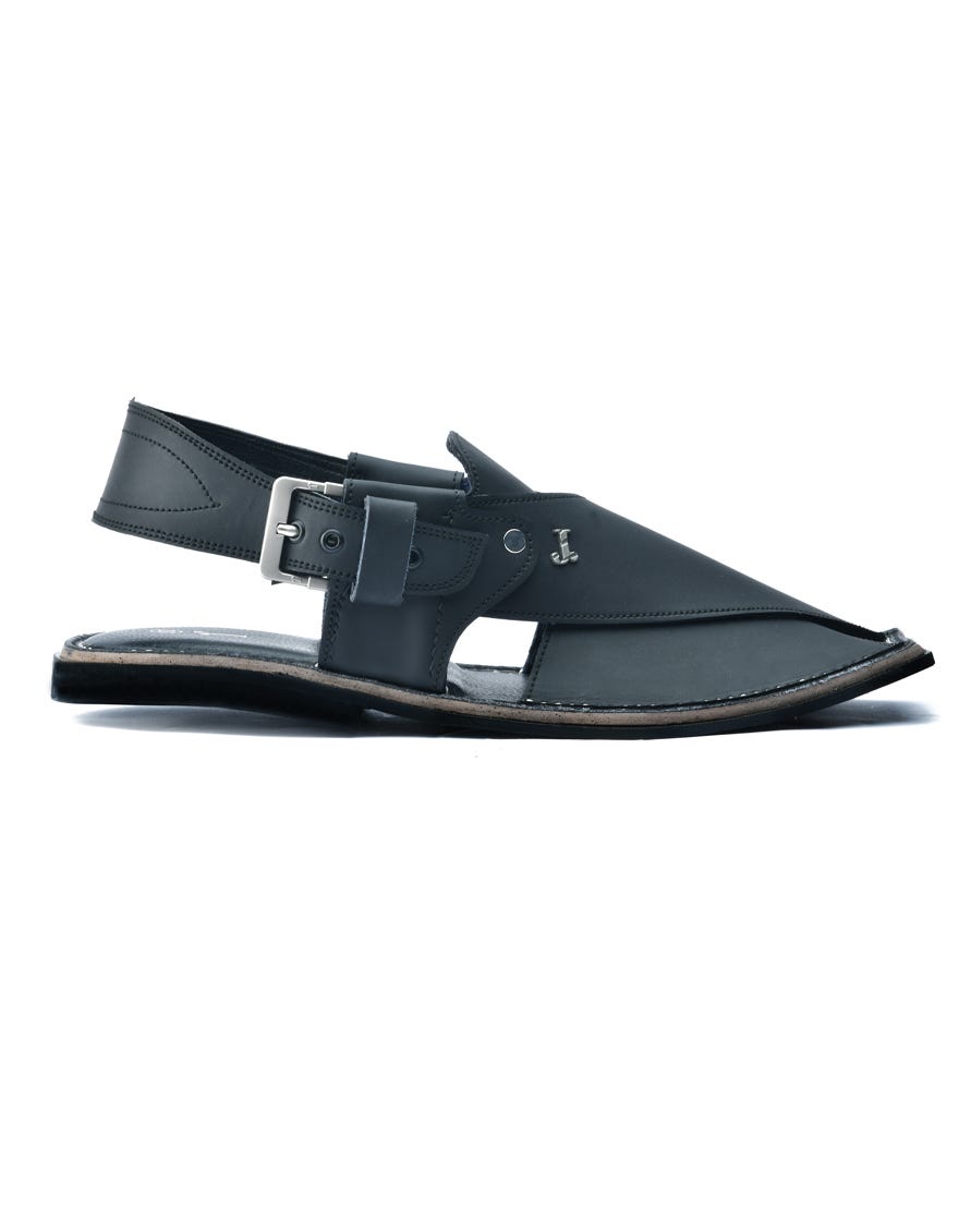 Matt Black Trendy Peshawari Chappal | Jjfw-Jpc-11479