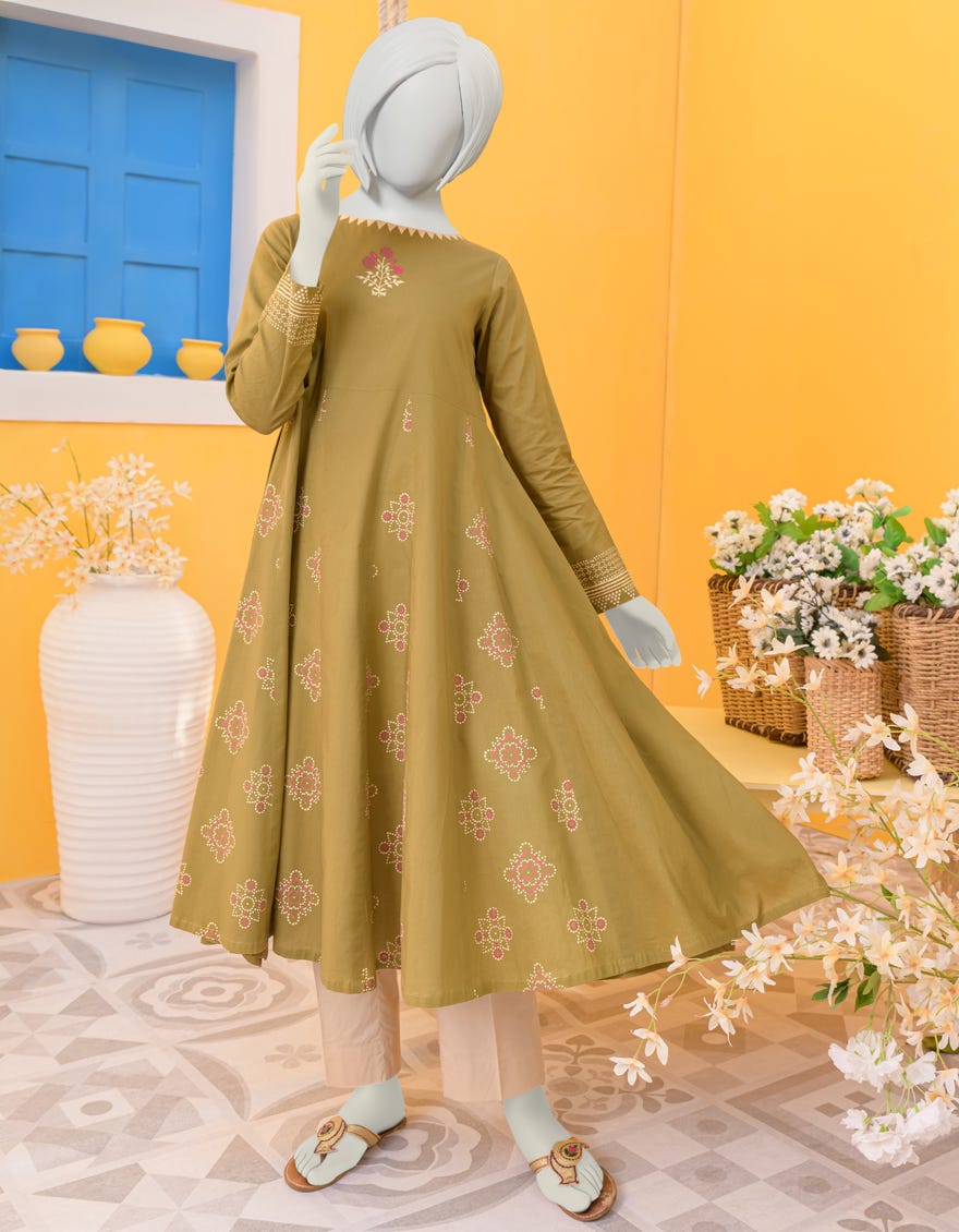 Olive Lawn Kurti | Jygk-Ygkl-S-120-23