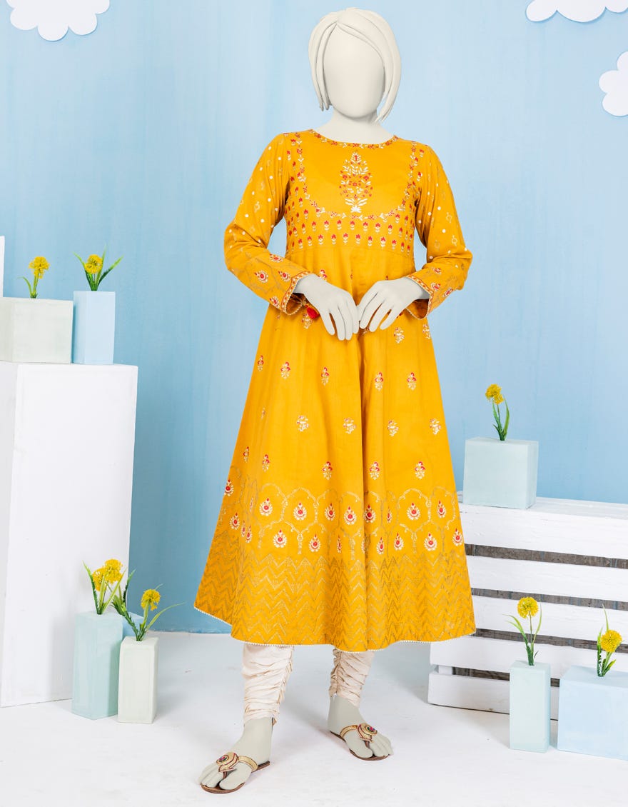 Mustard Lawn Teens Kurti | Jygk-S-Ygkl-121-24