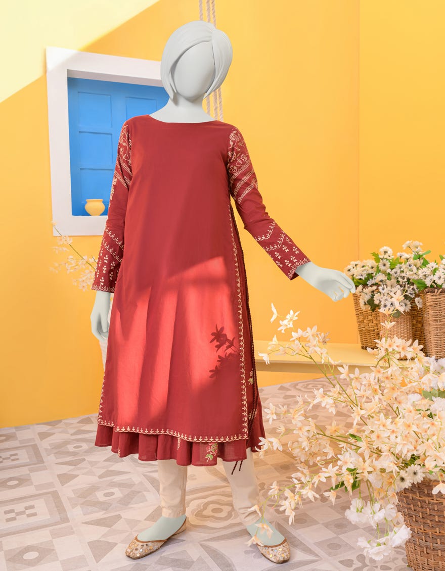 MAROON LAWN KURTI | JYGK-YGKL-S-123-23