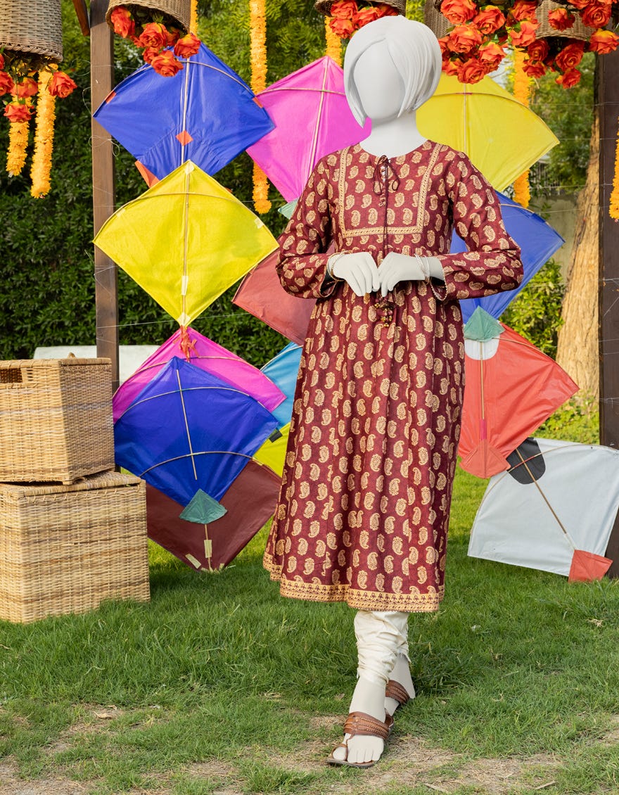 Maroon Lawn Kurti | Jygk-Ygkl-S-134-23