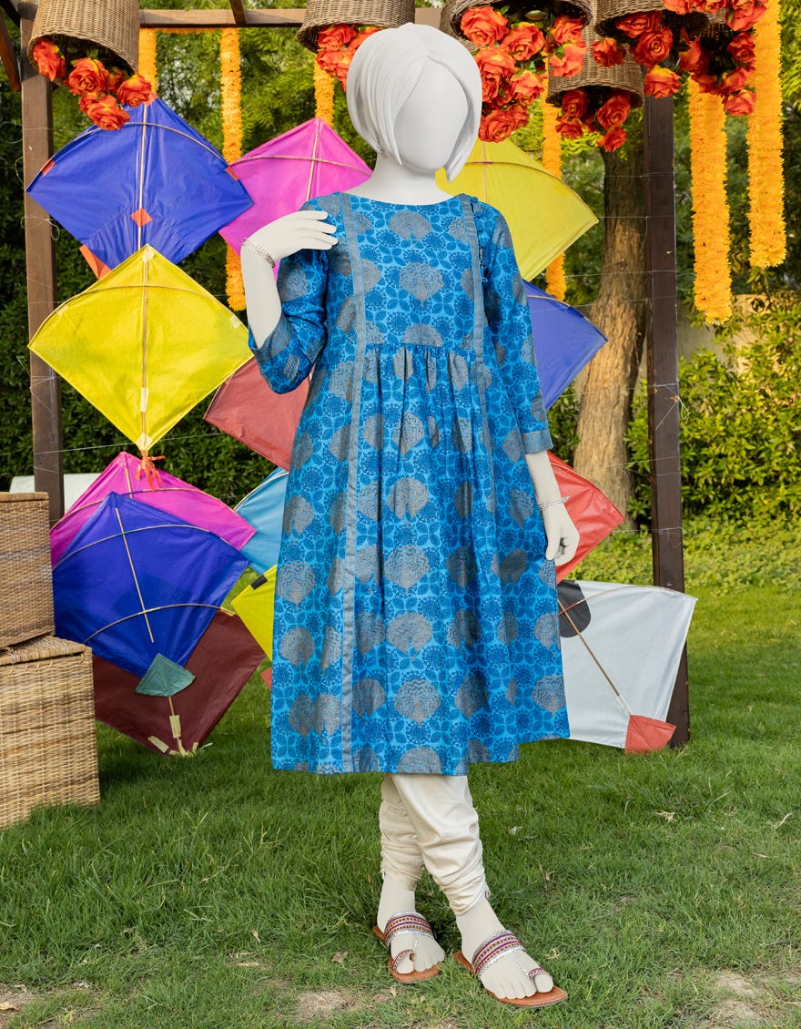 Blue Lawn Kurti | Jygk-Ygkl-S-136-23