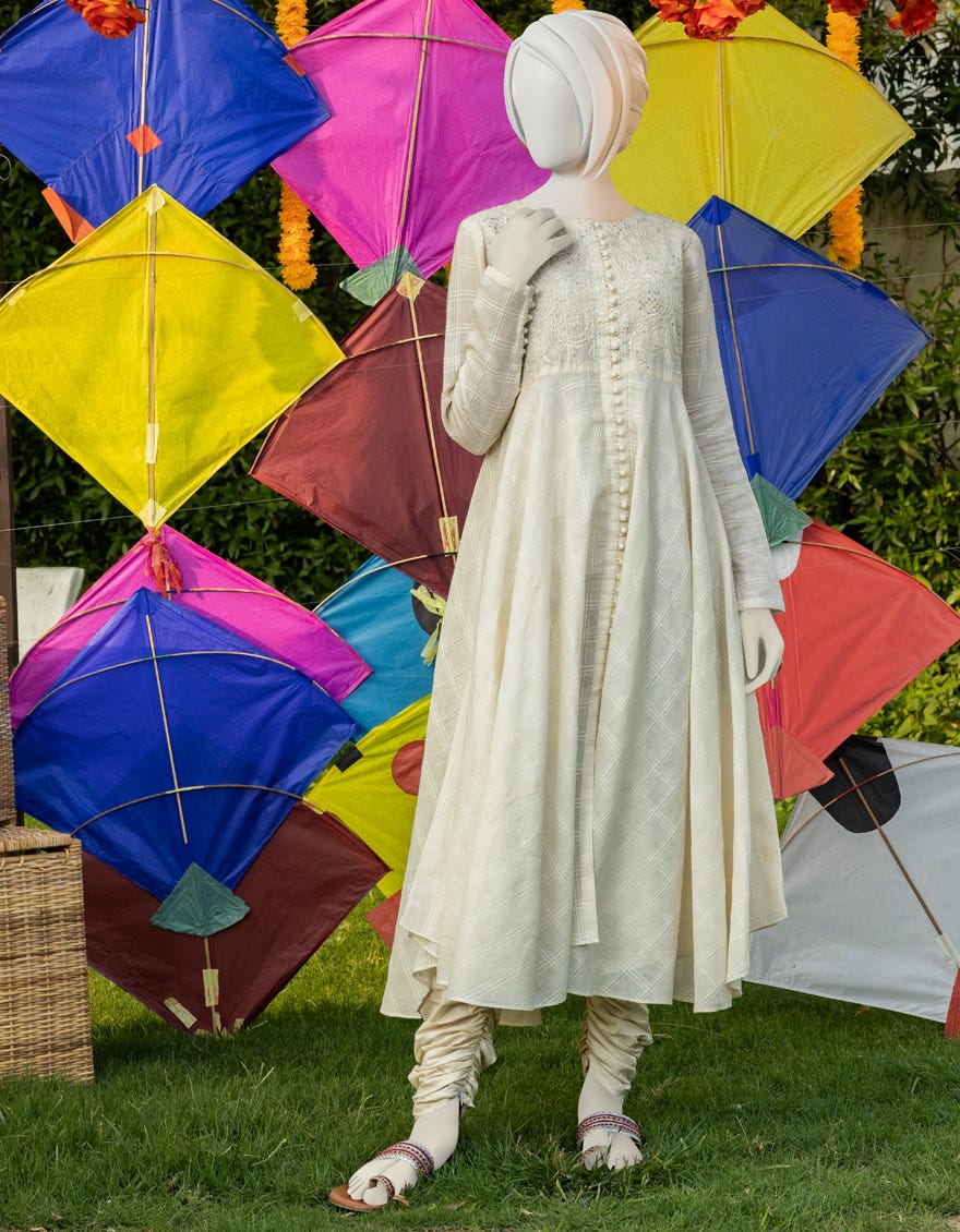 Off White Lawn Kurti | Jygk-Ygkl-S-143-23