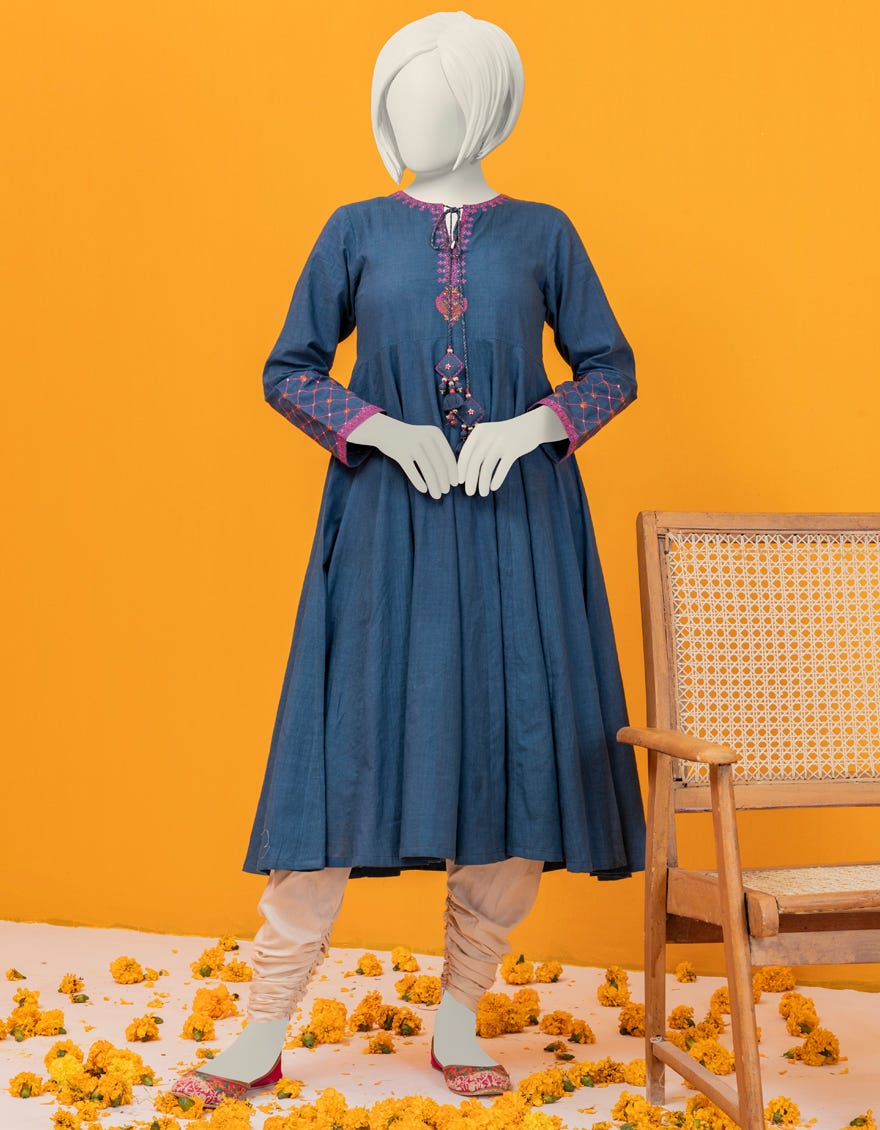 Blue Textured Kurti | Jygk-S-Ygkl-145-24