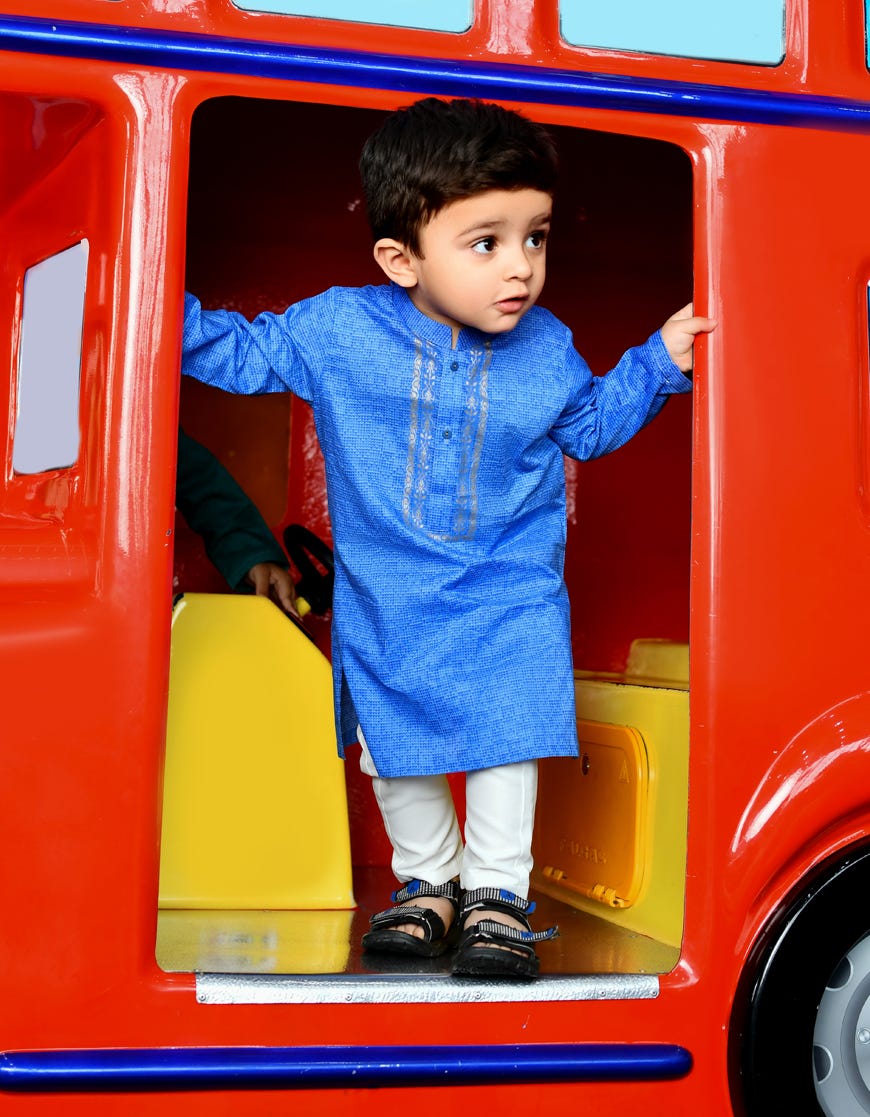 Cobalt Blue Cotton Kameez Shalwar | Jjiks-S-34382