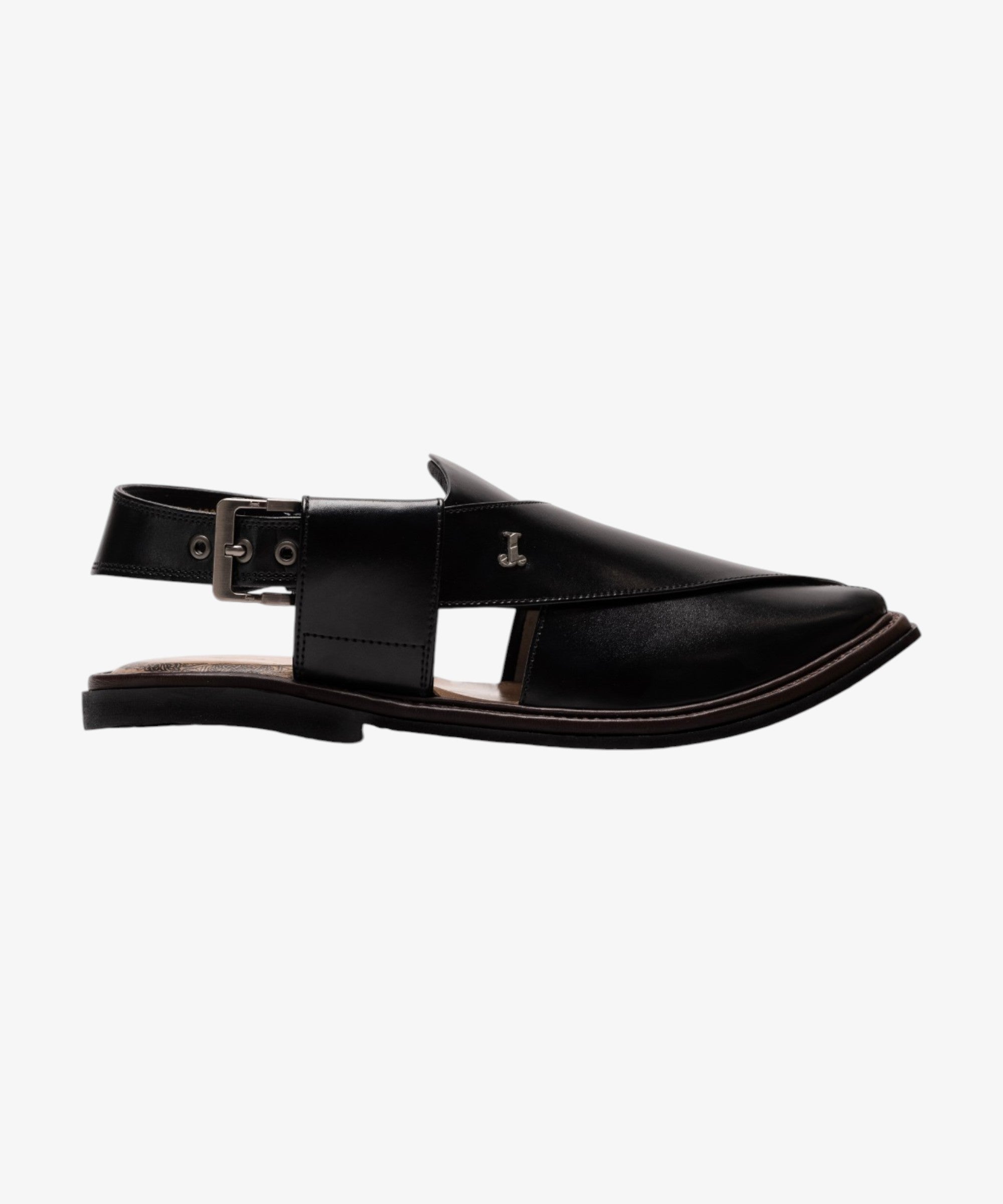 Black Plain Peshawari Sandals