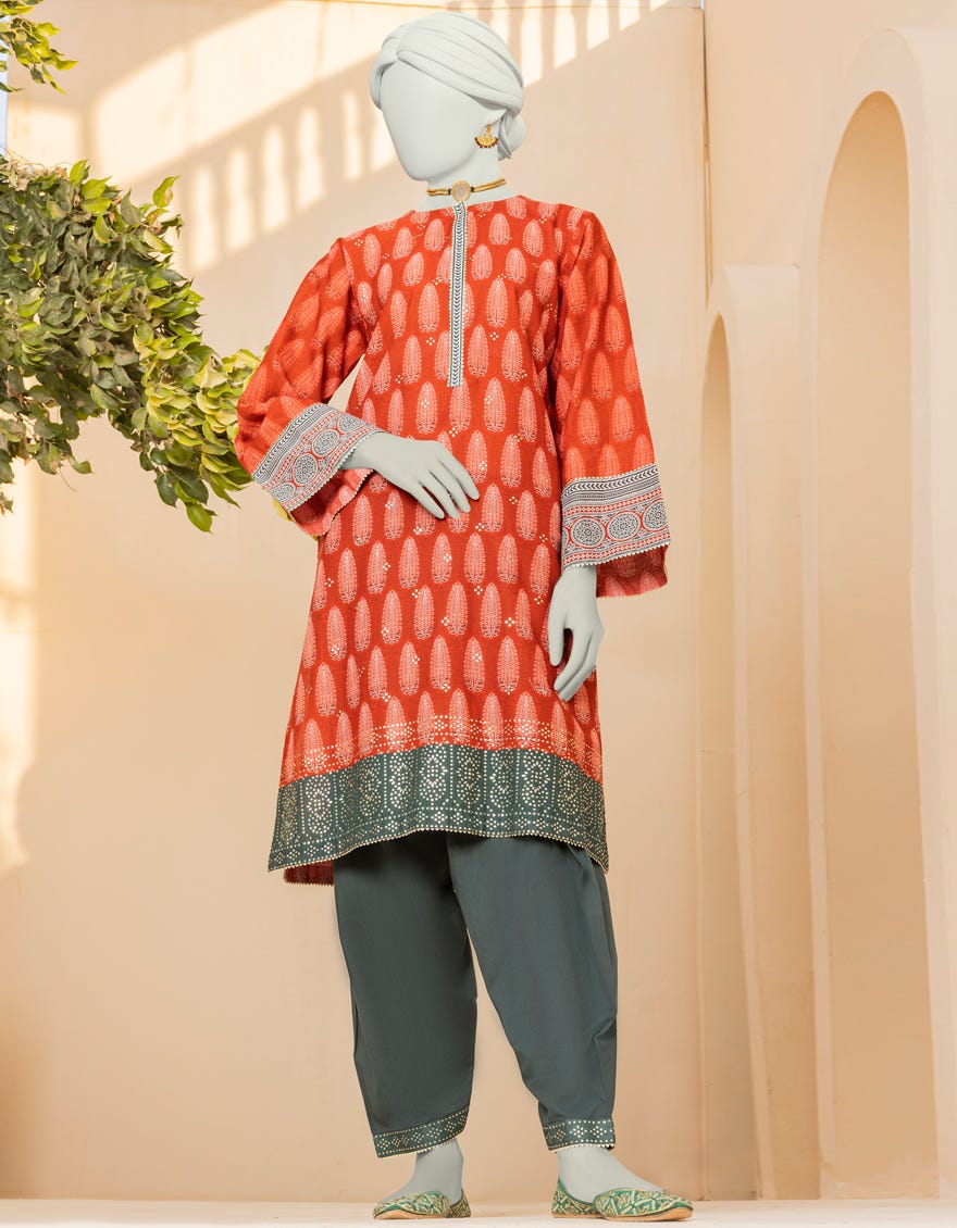 Red Lawn 2 Piece Stitched Dress | Jlawn-S-Jst-23-1610