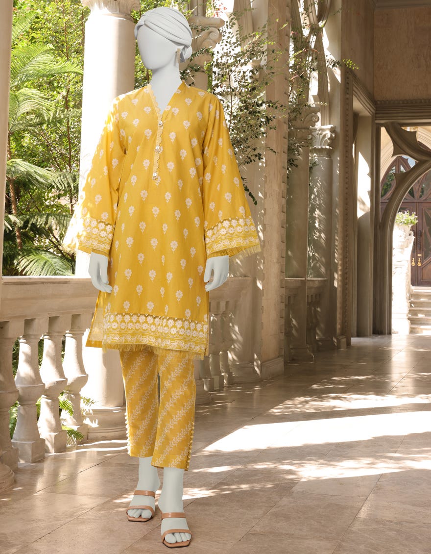 Lime Yellow Lawn Unstitched 2 Piece Dress | Jlawn-S-Jst-23-1615 Tuscany