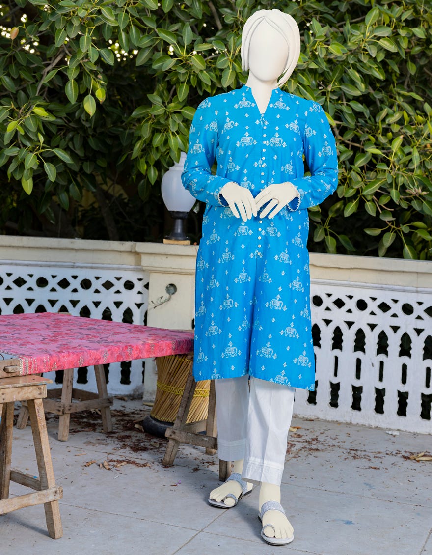Blue Lawn Kurti | Jygk-Ygkl-S-169-23