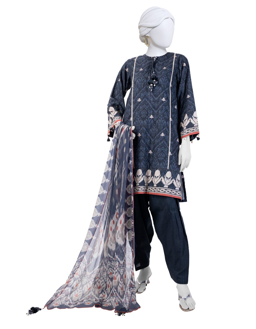 GREY CAMBRIC EMBROIDERED 3PC STITCHED