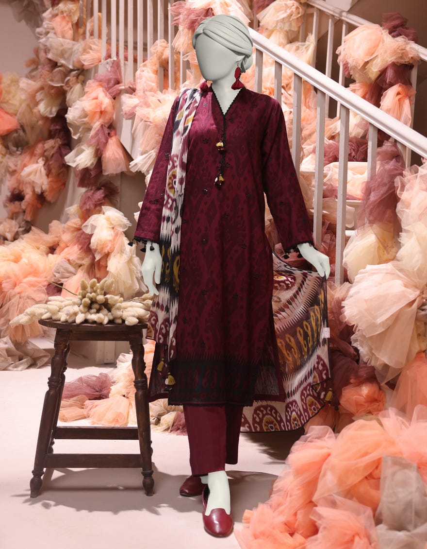 MULTICOLOR CAMBRIC EMBROIDERED UNSTITCHED 3PC