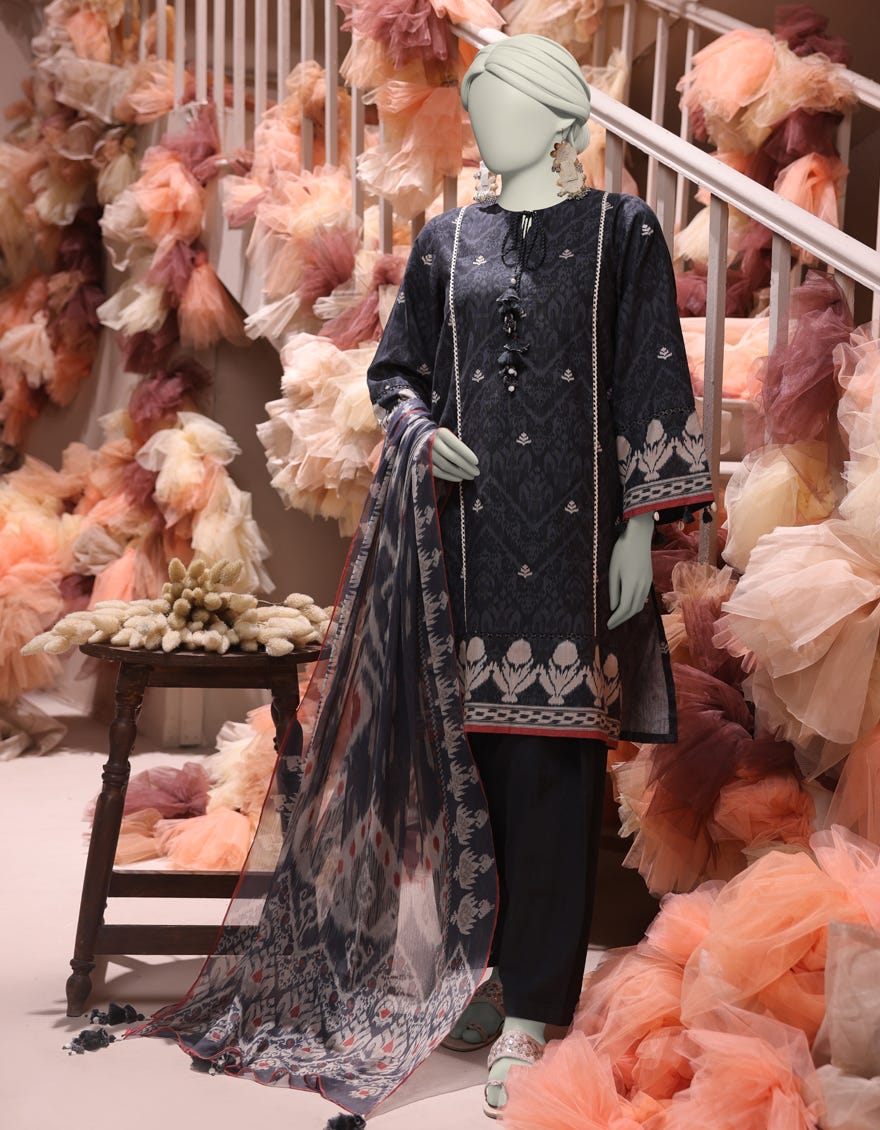 GREY KHADDAR EMBROIDERED UNSTITCHED 3PC
