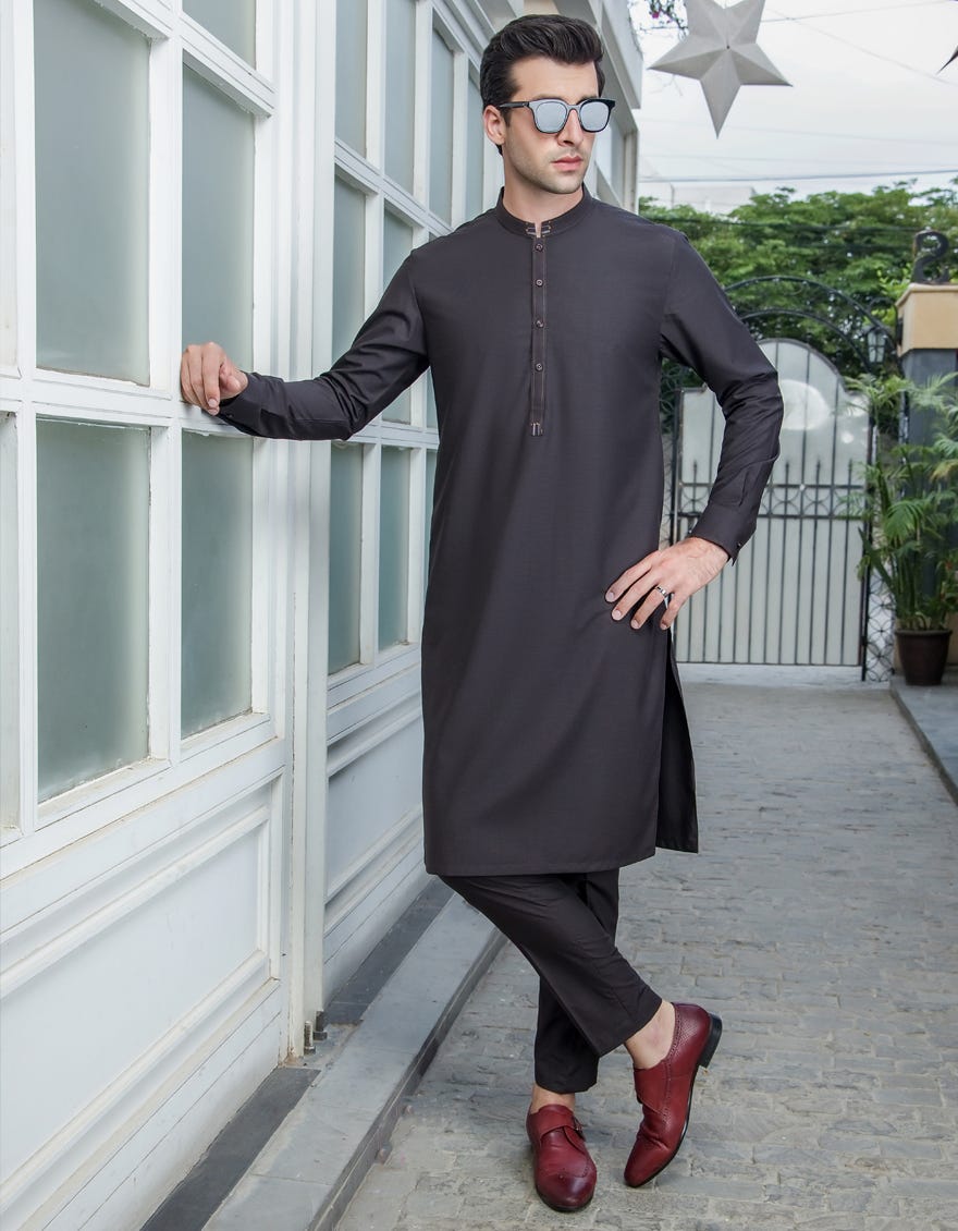 UNSTITCHED KAMEEZ SHALWAR FABRIC | JJMS-1896/JJ7395 - Coffee Brown